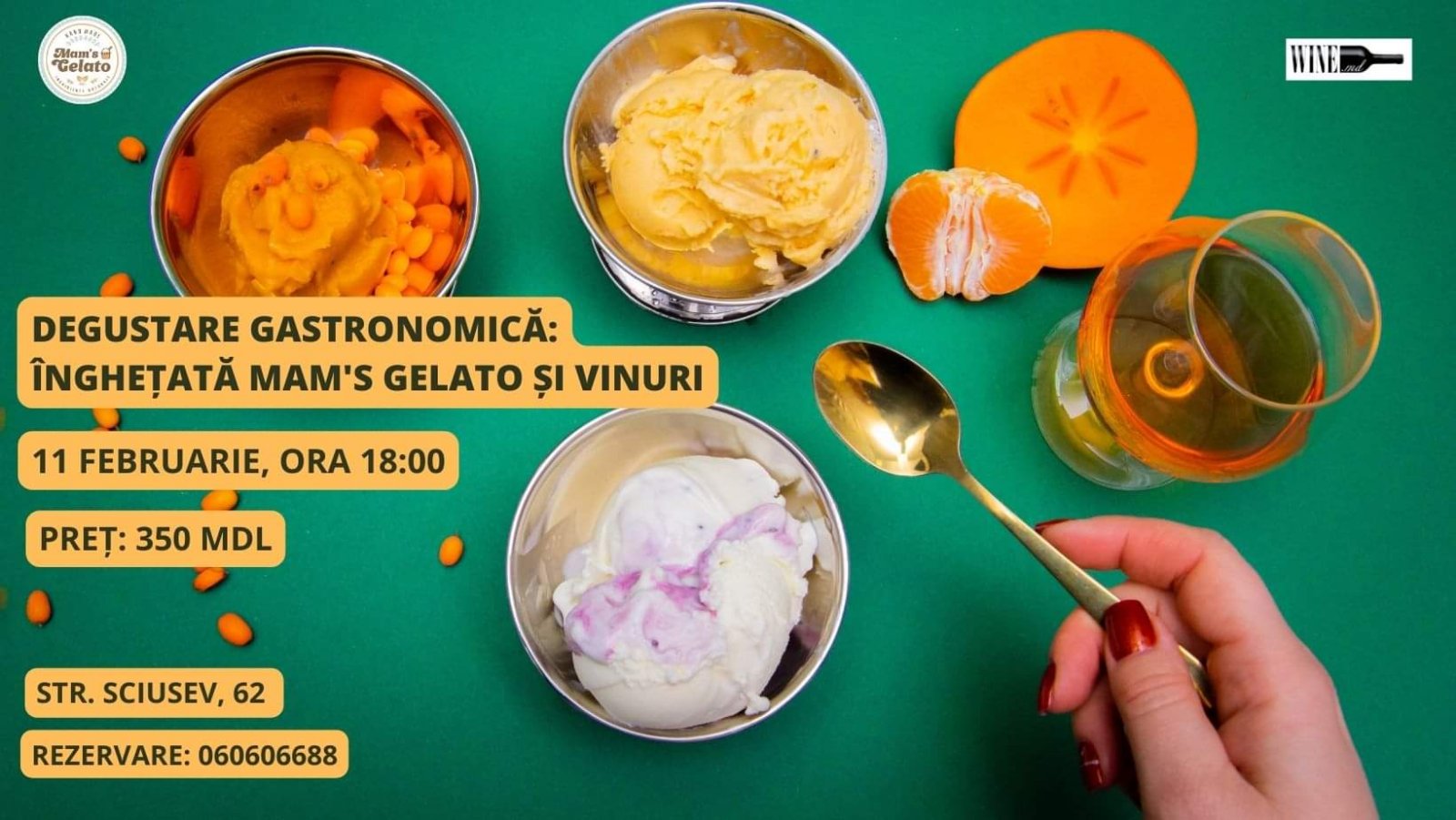 Degustare gastronomică: Inghețată Mam's Gelato și Vinuri